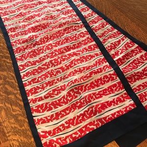 Patriotic silky scarf, red, white & navy 10.5”x54”